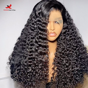 Perruques en cheveux vierges bruts de qualité supérieure, sans colle, avec dentelle frontale HD, 13x4, vague profonde, cuticules alignées, cheveux humains - Product Image 1