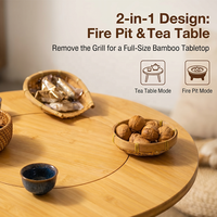 Table de barbecue pliable en bambou naturel OEM/PDM, table de camping, table de pique-nique pliable pour utilisation en jardin avec barbecue au charbon de bois portable