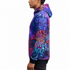 Sweat à capuche réversible pour homme, style streetwear, imprimé, design unique, impression réversible pour homme - Product Image 5