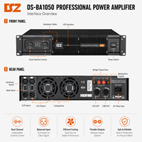 Amplificador de Potencia Profesional OEM Clase D de 2 Canales, 2*1050W, 2U, Montaje en Rack, para Sistema de PA