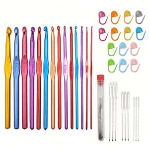 Wholesale 37-Piece Simple Plastic Alumina Hook Set Sweater <b>Crochet</b> Tools Hand Sewing Blunt Needle <b>Stitch</b> <b>Marker</b> - Product Image 2