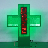 Letrero LED de Cruz de Farmacia de Color Verde Puro de 80*80cm, Luz Intermitente, Panel de Programación para Exteriores, Pantalla LED