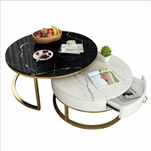 Mesa de centro de té de mármol, moderna, dorada, de hierro, estilo simple, Oficina - Product Image 4