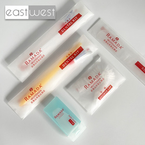 East West Stock Hotel Dry Amenities Set Desechable Semitranslúcido Bolsa impermeable Embalaje Hotel Cepillo <span class=keywords><strong>de</strong></span> dientes con pasta <span class=keywords><strong>de</strong></span> dientes - Product Image 3