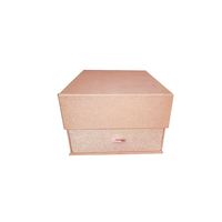 Boîte cadeau rose pailletée de qualité supérieure à 2 niveaux, boîte rigide personnalisée avec logo et tiroir pour cadeaux de demoiselle d'honneur et de mariage
