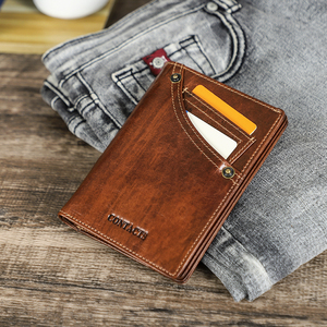 Cartera Bifold de Cuero de Grano Completo Estilo Denim de Contact's con Protección RFID, Múltiples Ranuras para Tarjetas, 2 Ventanas de Malla para Identificación y Bolsillo con Cremallera para Monedas para <span class=keywords><strong>Hombre</strong></span> - Product Image 1