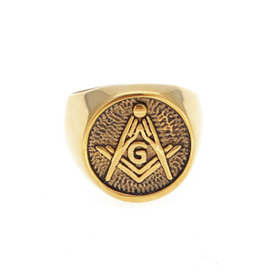 Anello alla moda Dei Monili di Fascino Vintage <span class=keywords><strong>Mason</strong></span> Massonico Signet Anelli di Colore Dell'oro Dell'acciaio inossidabile Massone Anello Per Gli Uomini - Product Image 2