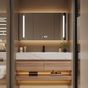 Solution de rangement pour salle de bain Organisation logique, caractéristiques à l'épreuve des enfants Traitement anti-humidité Vanité de salle de bain - Product Image 1