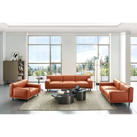 Ensemble de canapés modernes en cuir orange pour hôtel, appartement, salon, bureau à domicile, salle de direction