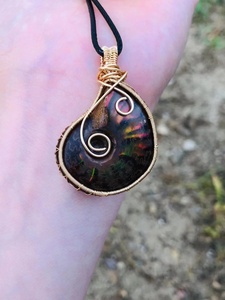Fil fait à la main enveloppé de cristal spirituel naturel pierre de guérison bijoux fins ammonite fossile <span class=keywords><strong>pendentif</strong></span> - Product Image 6