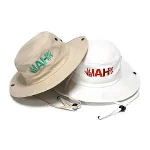 Chapéus do tipo do safari do bordado ao ar livre do seu design com corda