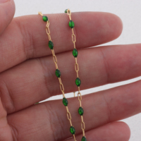 Chaîne à Maillons Rectangulaires Plats 2MM en Or Rempli 14K, Chaîne Émaillée Perles Colorées pour Création de Bijoux DIY Bracelets Colliers Fournitures