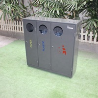 Poubelle de recyclage extérieure en métal Gavin à trois ou quatre compartiments pour parc, poubelle de rue, corbeille à déchets