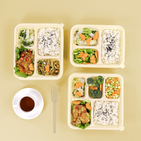Lonchera Desechable Biodegradable y Ecológica de Nueva Generación, de Papel, con 32 oz de Capacidad, Múltiples Compartimentos, con Asa para Llevar Comida