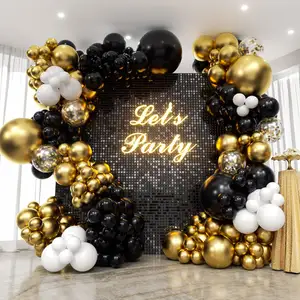 Kit lengkungan karangan bunga balon emas hitam balon lateks 18 "12" 10 "5" untuk pernikahan balon dekoratif pesta ulang tahun