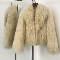 OFTBUY femmes décontracté mouton mongol agneau élégant manteau court automne hiver épaissi chaud naturel fourrure de mouton cachemire veste