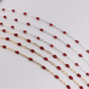 Elegante Catena Paperclip in Oro 14K Placcato da 1,5mm con Perline di Rubino e Smalto per Creazione di Bracciali e Collane Fai-da-Te - Product Image 6