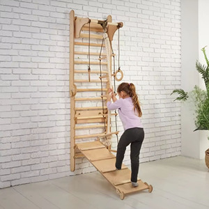 Structure d'escalade murale en bois massif, design moderne et portable, pour aire de jeux intérieure, écologique, durable et sécurisée, pour école et salon - Product Image 4