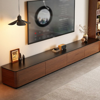 Meuble TV sur pied en bois massif, design vintage de luxe léger, table basse et meuble TV pour salon, mobilier de maison