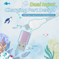 Creatividad Tortuga Marina Led Cable de carga brillante Teléfono celular universal Light up USB Tipo C Multi 4 en 1 Cable de carga