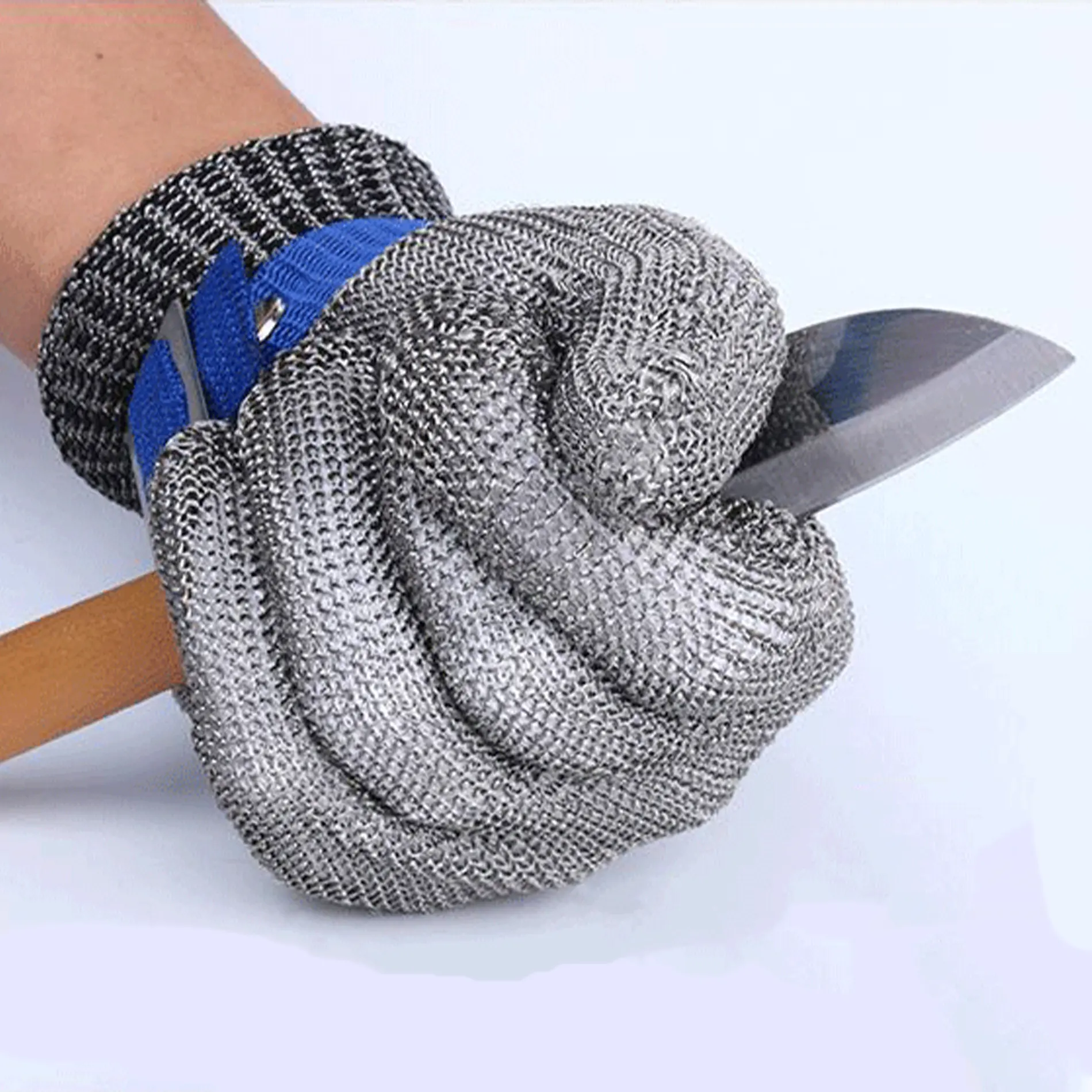 Bsp A9 guantes de acero inoxidable chống cắt Oyster shucking butcher an toàn dây thép không gỉ găng tay kim loại