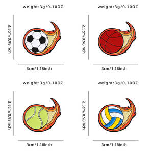 Yini Op Maat Gemaakte Met Vlammen Omwikkelde UV-Geprinte Sportbal-Emaille Spelden-Volleybal Basketbal Tennis En Voetbal Designer Revers Badge - Product Image 4