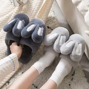 Hiver Nouveau Chaussons chauds en peluche Animal Licorne Chaussons mignons en peluche Lapin antidérapant Chaussons d'intérieur pour la maison