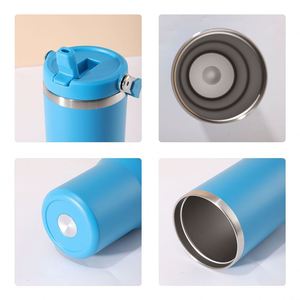 Custom logo 20oz 30oz Insulated Leak Resistant Water Bottle Double Wall Stainless Steel 30 oz Flip <b>Straw</b> Tumbler <b>with</b> Handle - Product Image 6