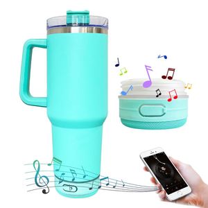 40Oz Powder Coated <b>Music</b> Speaker Tumbler Cup With Lid Custom Laser Engraving Usb Charging for Outdoor Sports - Product Image 1