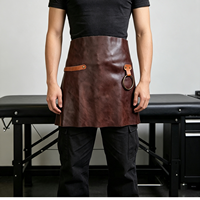 Tablier de travail en cuir pleine fleur sans manches de style japonais pour barista et artiste floral, durable, anti-salissures, imprimable