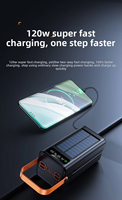 Batterie solaire 50000 mAh avec plusieurs ports USB, station de charge LED extérieure 30000 mAh 60000 mAh, charge rapide 120W, batteries externes