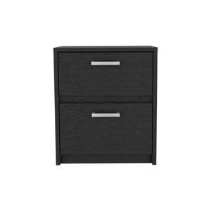 Trivor 2 Drawer Nightstand <b>Black</b> Metal Handles <b>Bedside</b> Storage <b>Table</b> - Product Image 2