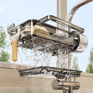 ชั้นวางของติดผนังอเนกประสงค์สำหรับก๊อกน้ำในครัว ที่เก็บฟองน้ำและใยขัดเหล็ก แห้งเร็ว ไม่ต้องเจาะผนัง - Product Image 1