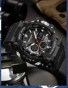 Reloj Deportivo SANDA 6225 de Alta Calidad para Hombre, Pantalla Analógica Digital, Luminoso, Resistente al Agua 5BAR, Correa de TPU, Visualización de Fecha y Día de la Semana - Product Image 2