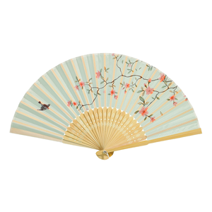 Hot Sale Woman <b>Small</b> Size Bamboo Painted Chinese New Year Wedding Fan Customized Logo <b>Foldable</b> Wholesale - Product Image 1
