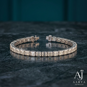 AARVA JEWELS Pulsera de tenis chapada en oro tono plata con moissanita, corte brillante redondo, estilo Hip Hop, joyería certificada por terceros, regalo - Product Image 1
