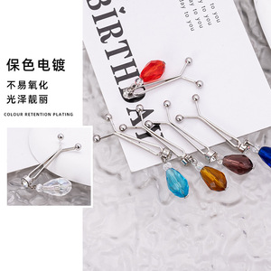 New Y-shaped needle women's headscarf <b>clip</b>, colorful crystal neck <b>clip</b>, fashionable and trendy fixed safety pin <b>clip</b>. - Product Image 2
