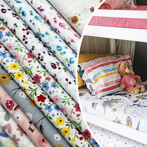 Cetak kustom <span class=keywords><strong>TC</strong></span> poliester katun tenun bunga garis katun <span class=keywords><strong>Poplin</strong></span> 90/10 80/20 65/35 seprai kain untuk anak-anak - Product Image 1