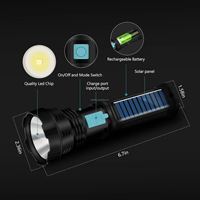 Lampe torche solaire LED rechargeable avec lumière latérale COB, étanche, puissante, lampe torche portative pour le camping et les situations d'urgence