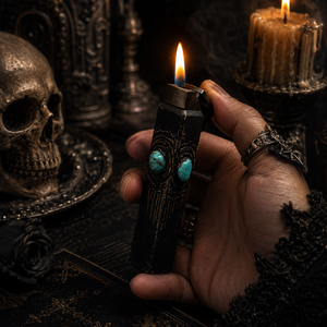 Encendedor de Queroseno Recargable de Estilo Bohemio Personalizado, Diseño Inspirado en Artefactos Místicos, Encendido por Presión, Mecanismo Metálico, Resina Hecha a Mano - Product Image 5