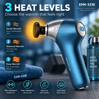 Mini pistolet de massage portable avec 6 vitesses, 4 têtes, 3 niveaux de chaleur et indicateur LED pour la récupération sportive et la remise en forme