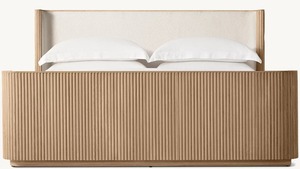 Giường ngủ thiết kế cổ điển sang trọng Byron, nội thất phòng ngủ hiện đại tự nhiên bằng gỗ sồi, cỡ King, Queen, đơn dành cho biệt thự - Product Image 2