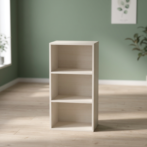 High Quality FURNIZONE 1612 Modern Wood 3 Tier Open Shelf Storage <b>Cabinet</b> Compact Living Room Bookcase Organizer Honey Oak - Product Image 2