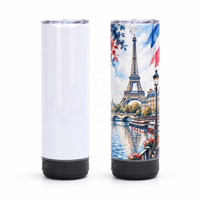 Bouteille isotherme en acier inoxydable de 20 oz avec haut-parleur Bluetooth intégré, vierge pour sublimation, imprimable par presse à chaud, pour le sport