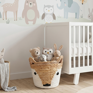 Cesta de Almacenamiento de Mimbre con Forma de Animal, Organizador de Juguetes Tejido a Mano con Diseño de Zorro, Contenedor Decorativo para Cuarto Infantil - Product Image 5