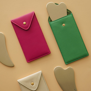 Japanese and Korean style minimalist gua sha board protective case, PU leather gua sha massager storage <b>bag</b>, facial beauty gua - Product Image 4