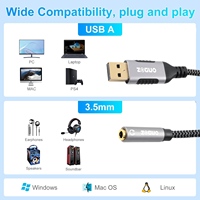 ZOGUO USB a mâle à 3.5mm femelle adaptateur Audio Al Shell coton maille Compatible ordinateur portable autres appareils USB Application