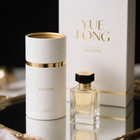 Emballage de parfum de luxe, boîtes en kraft dorées, flacons de parfum ronds, boîte cadeau, tube en papier