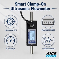 Débitmètre à ultrasons à fixation sur tuyau, débitmètre externe intelligent pour tuyaux DN10 DN50, petite taille, 4-20 mA, non invasif, LCD, industriel