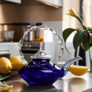带手柄的玻璃茶壶700毫升高硼硅豪华耐热多色高级饮茶咖啡 - Product Image 3